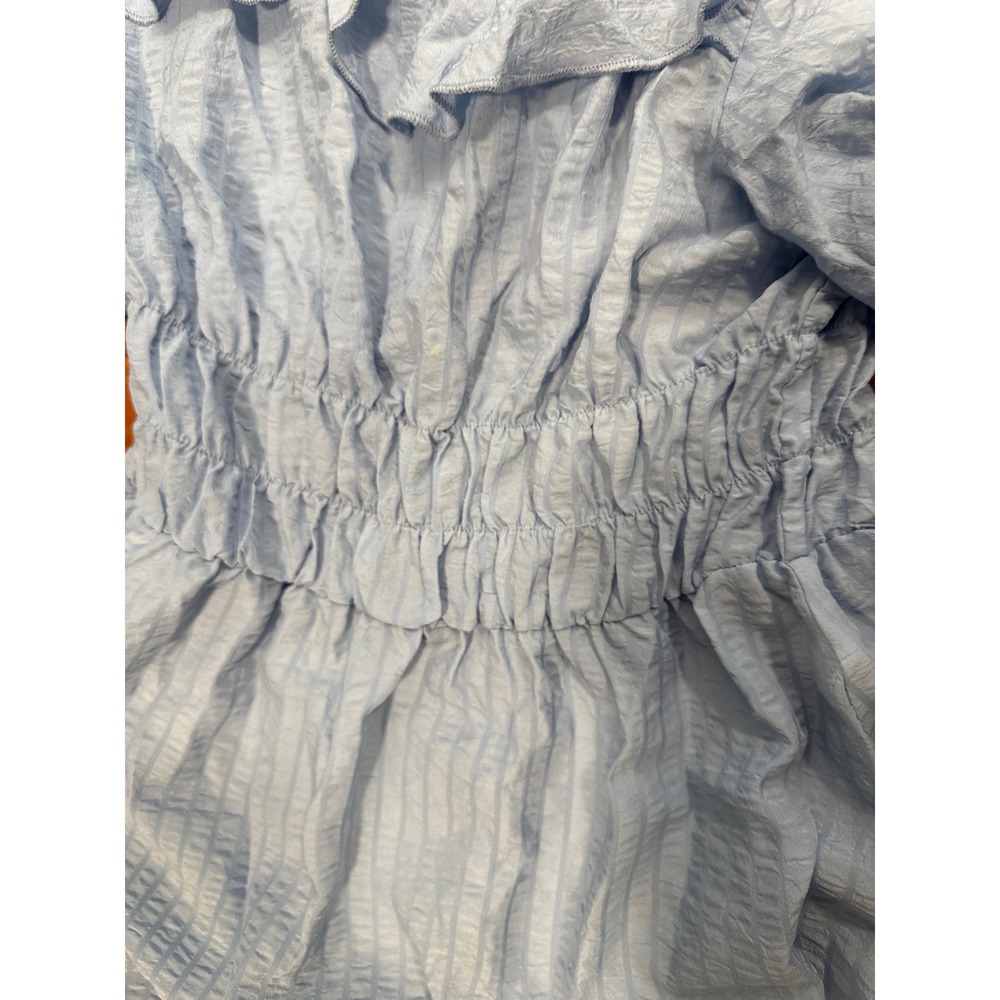 VTG Peasant Blue Prairie Dress Long Maxi Short Sleeve Embroidered Size M/L - Picture 13 of 16